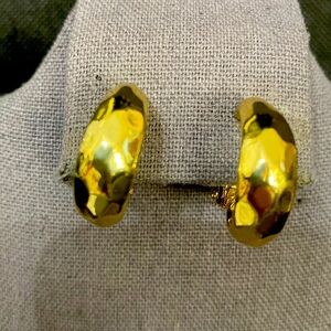 Vintage Clip on gold tone textured earrings